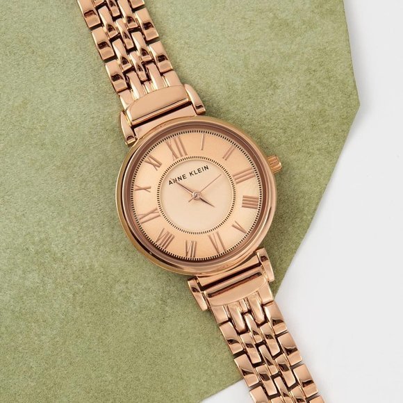 Women\'s Light Rose‎ Gold Tone Mineral Crystal Lens Bracelet Watch